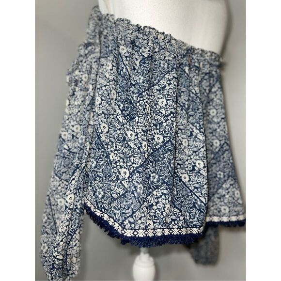 Women’s Boho Chiffon Flutter Sleeves Off the Shoulder Top Large - Picture 8 of 9